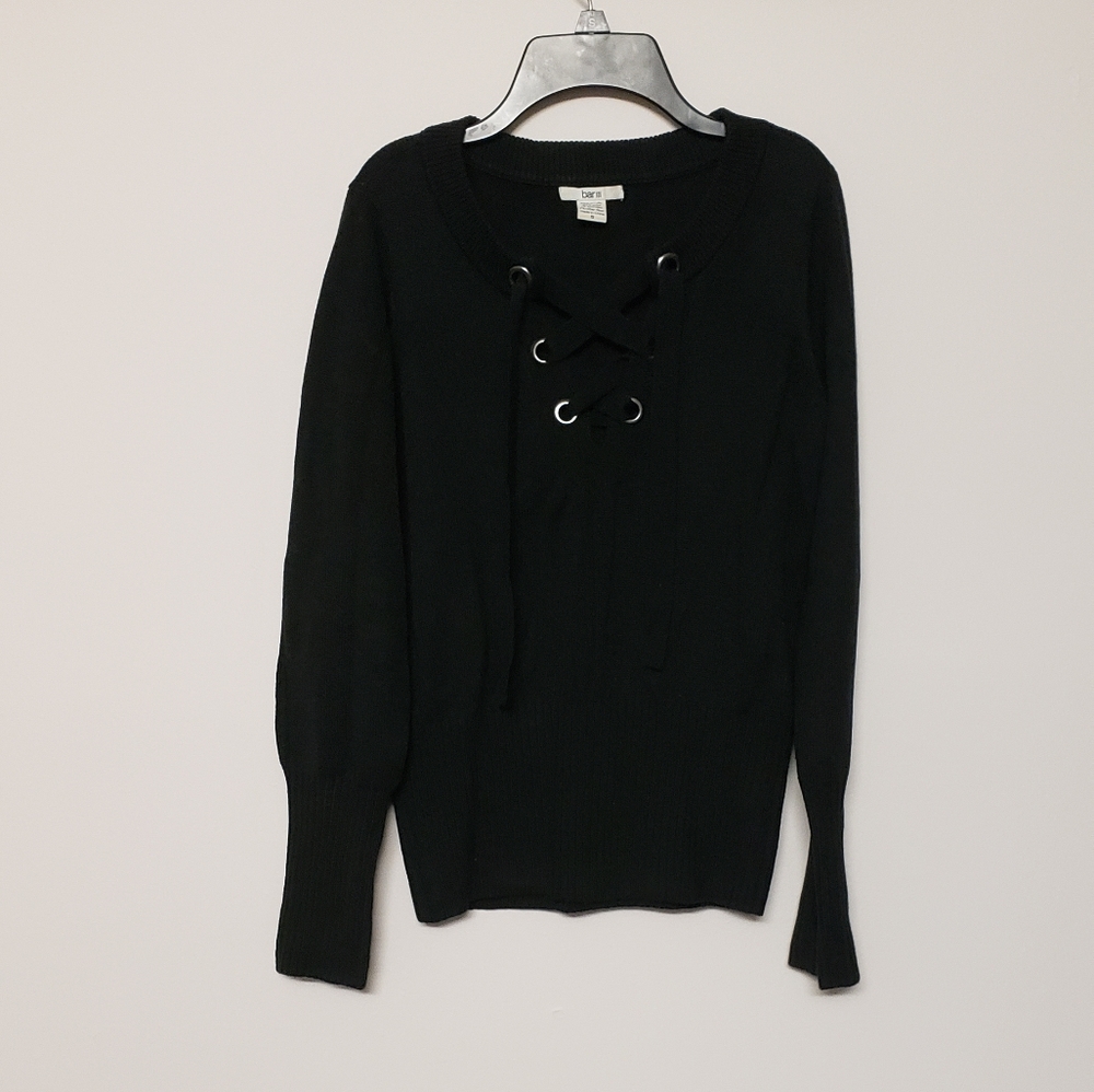 Bar III black wool blend lace up banded